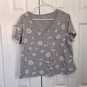Old Navy Gray Daisy Print Women's Tee